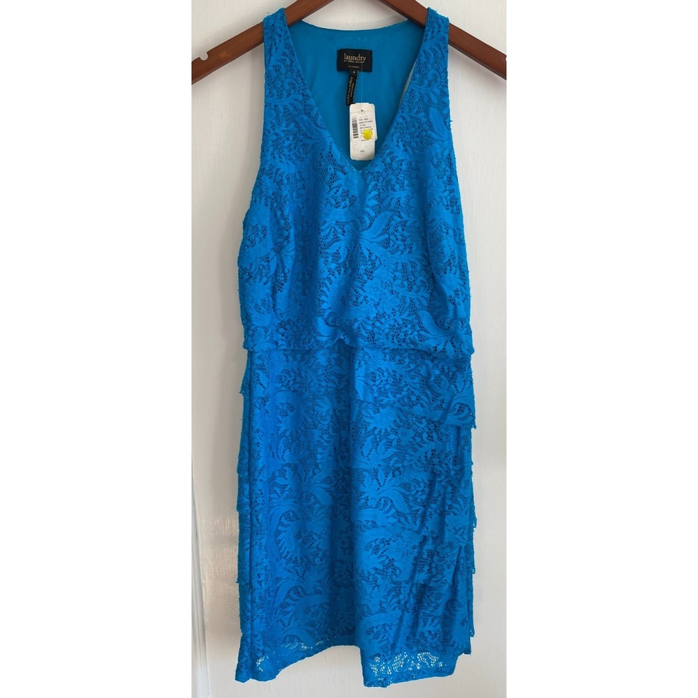 Laundry by Shelli Seigal Size 4 Teal‎ Blue Knee Length Sleeveless V Neck Dress